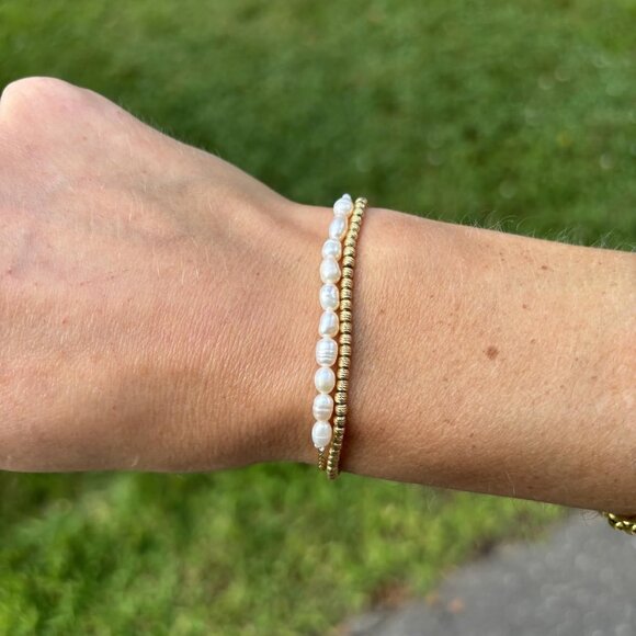 Neiman Marcus 18K Gold Plated Beaded Freshwater Cultured Pearl Bracelet - Picture 1 of 6